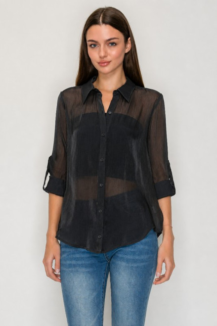 Galaxy Sheer Button Down - Ink