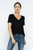 Slub knit Scoop Neck Tee - Black