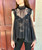 Mesh Overlay Goddess Lace Top - Black