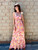 Floral Boho Dress - Ivory- Pink