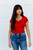 Lola Lace-Up Top - Red