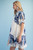 Palm Print Puff Sleeve Dress - Navy