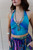 Recycled Sari Halter Top - Blue