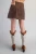 Raw Edge Denim Skirt - Chocolate