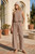 Gingham Linen Wide Leg Pant - Mocha