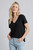Center Seam Slub Knit Top - Black