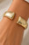 Hammered Textured Hinged Cuff Bracelet - Gold