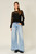 Raw Edge Wide Leg Jeans - Light Wash