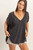Oversized Mineral Wash V-Neck Tee - Black