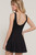 Boat Neck Flare Mini Dress - Black