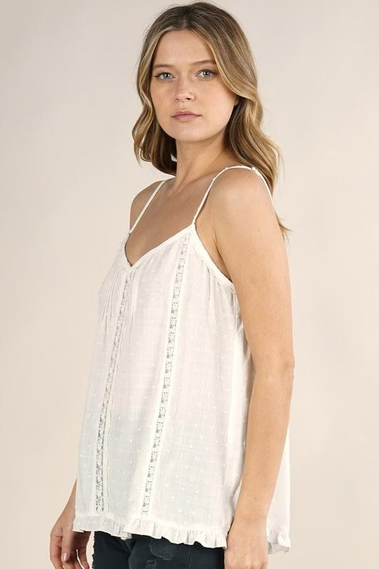 Lace Swiss Dot Cami Off White Farron Elizabeth