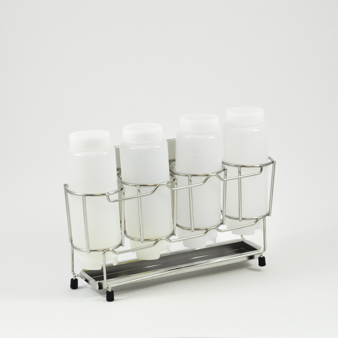 Stainless steel 4 FIFO Bottle rack for easy access (bottles not included)