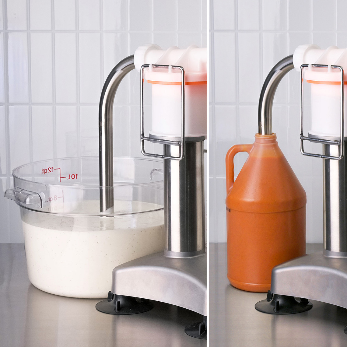 FIFO Fill Station™ drawing sauce directly from bulk sauce containers