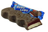 Ricolino’s Bubu Lubu is a chocolate bar with a layer of strawberry-flavored jelly and a layer of marshmallow. It’s what you would expect from a jelly and marshmallow-filled chocolate-coated bar. 