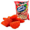 Delicious orange flavored gummy with a thin layer of spicy chili powder from the well-known brand of candies "Lucky".