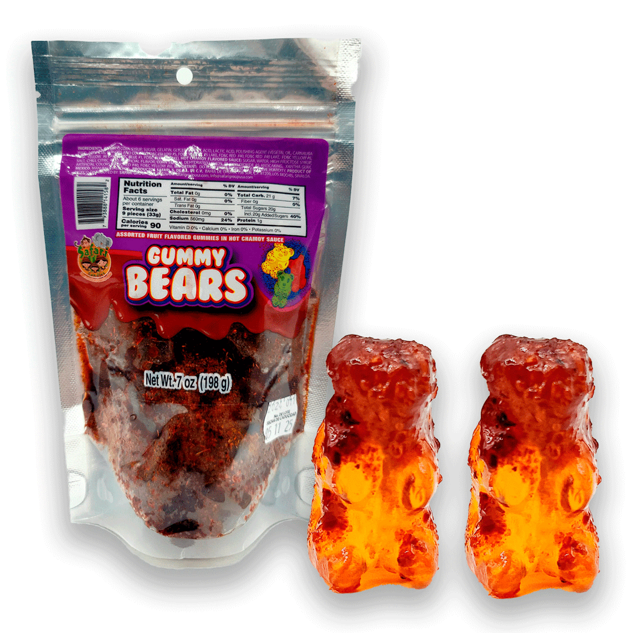 Package full with little bear shaped jelly gummies flavored with different fruity flavored essences.