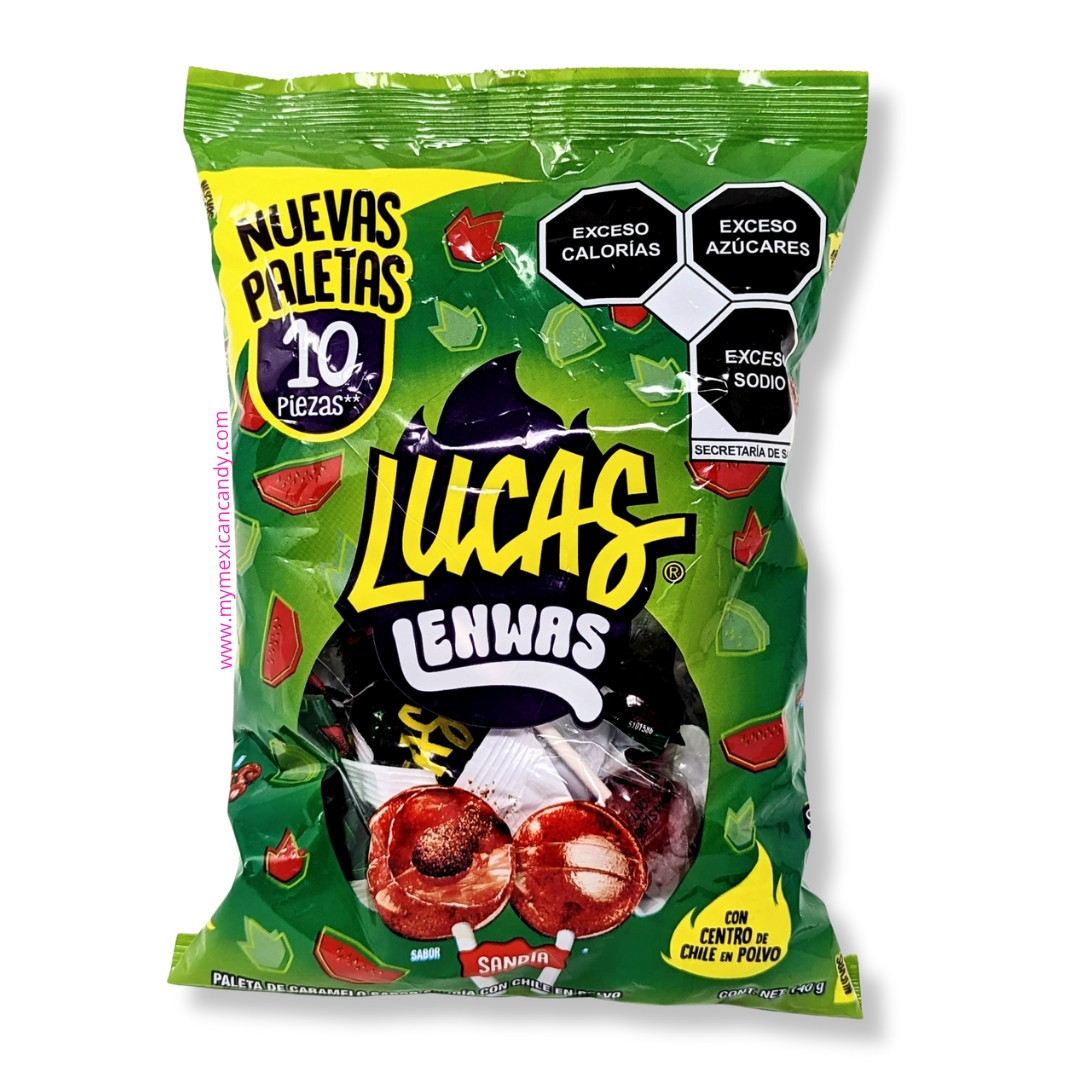 Bolsa de 10 paletas sabor sandia con relleno de chile en polvo