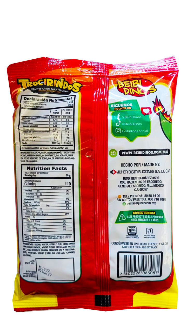 Trocirindos - Trocitos de tamarindo acidito con chile - 14.1oz