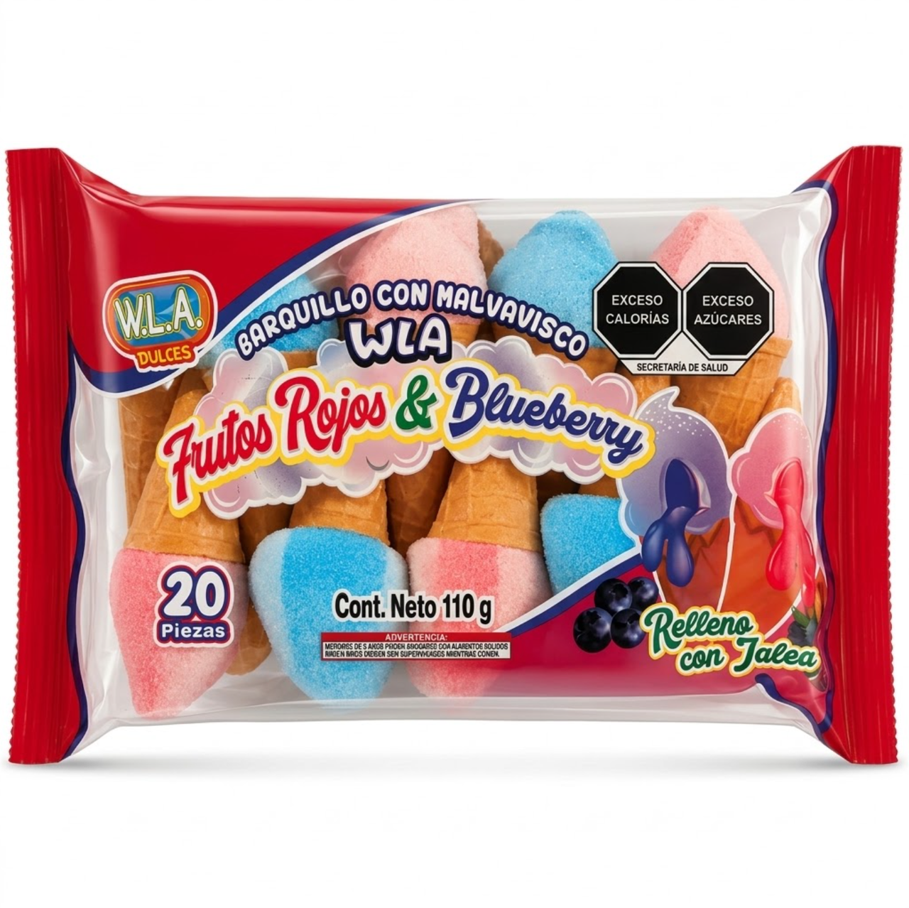 conos rellenos sabor mora azul y frutos rojos