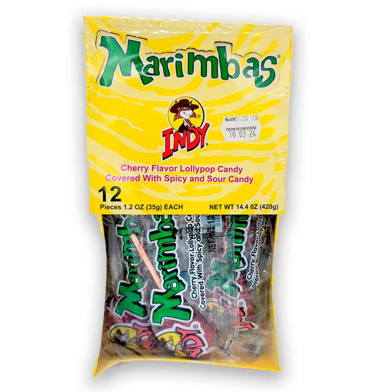 Marimbas are cherry flavored lollipops that are covered with a spicy and sour chili paste and have a delicious gum center. Marimbas are the ideal option to satisfy your sweet tooth. Try this delicious candy that gives you sweetness and spice all in one bite. Marimbas are cherry flavored lollipops that are covered with a spicy and sour chili paste and have a delicious gum center. Marimbas are the ideal option to satisfy your sweet tooth. Try this delicious candy that gives you sweetness and spice all in one bite.