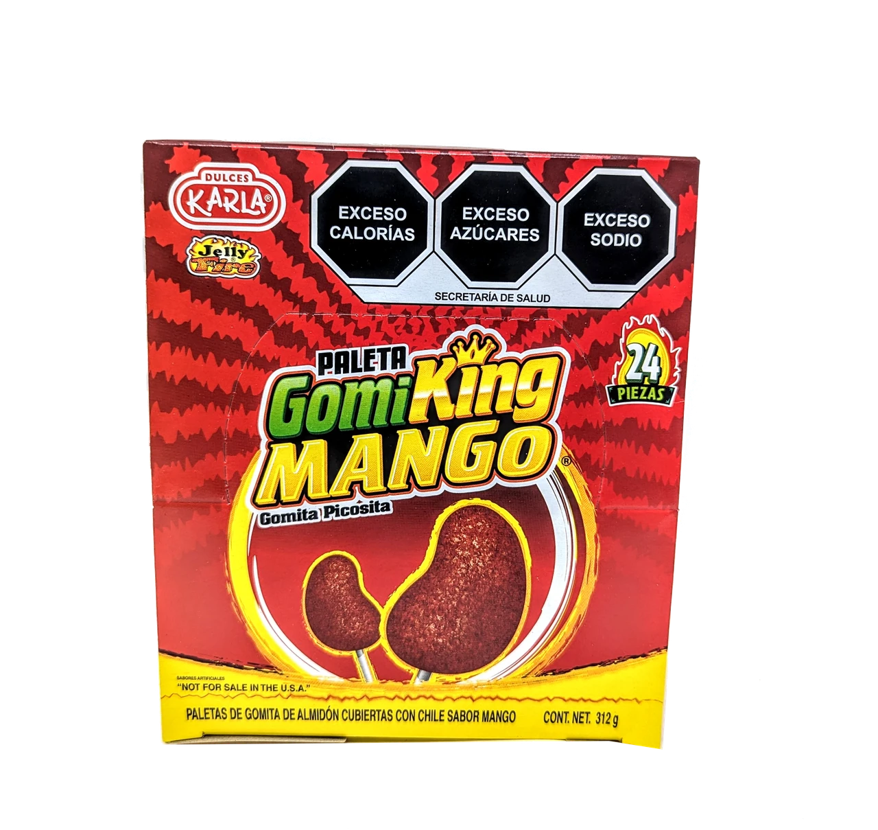 Gummy lollipops mango flavored covered in chili pack of 24