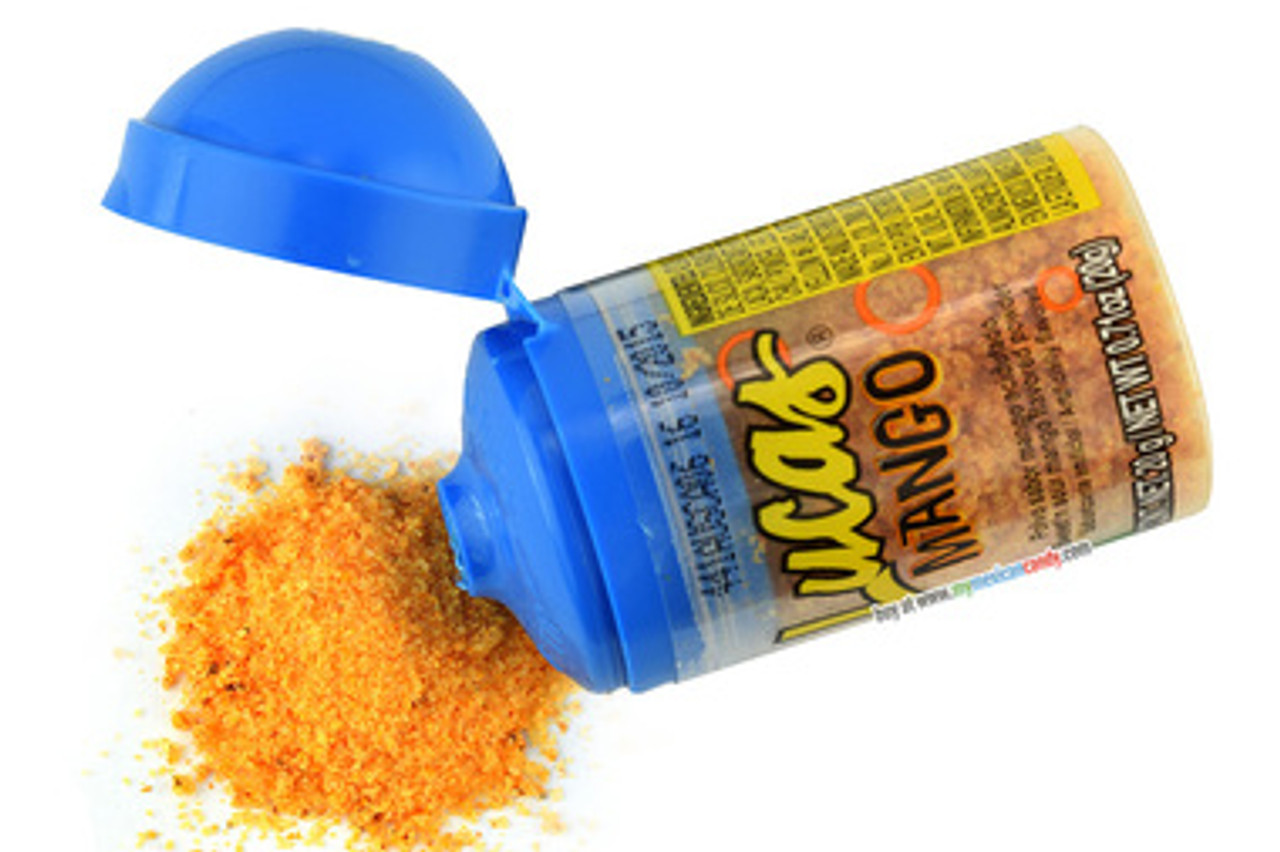 Sweet and Sour Mango flavored Powder by Lucas. Savory, sweet and sour are what you'll get from the classic Mexican fruit and spice blend, mango. The mango powder can be eaten by itself or sprinkled over fruits. Its baby size makes it compact, allowing you to take it anywhere you go. Also, it comes with a twist on cap, so you can eat some now and save the rest for later.