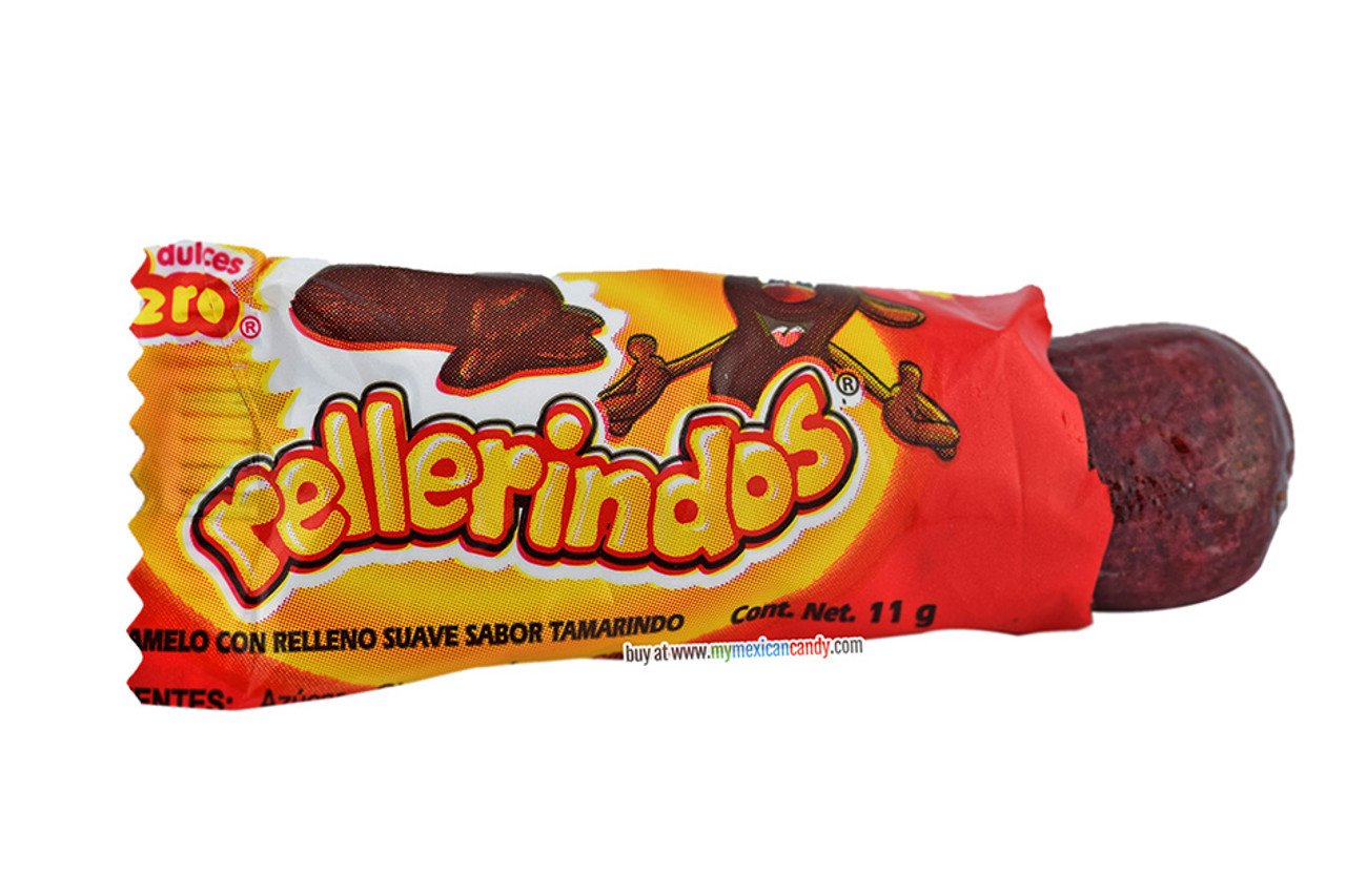 Rellerindos Tamarind comes in the same shape as the tamarind fruit. Hard caramel candy with a soft & spicy cyrup in the center.