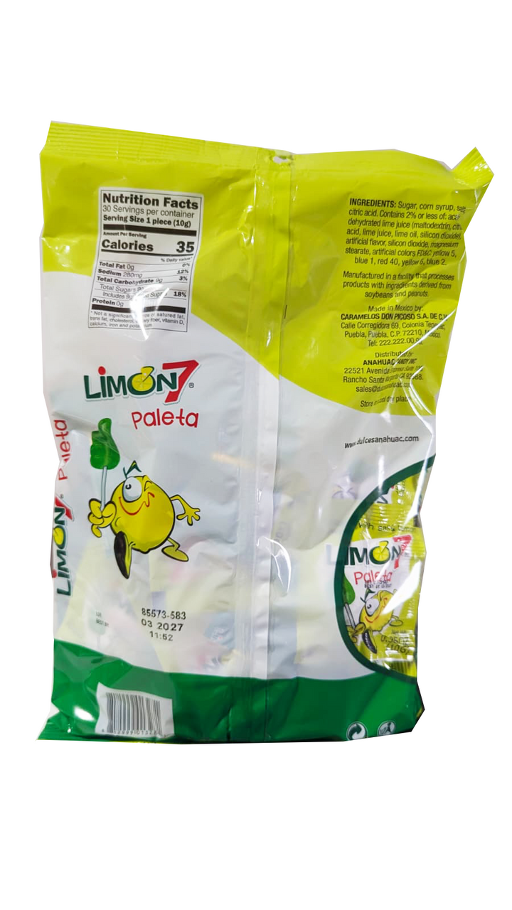 Anahuac Limon 7 Lollipop Covered with Salt and Lime Powder 30-piece pack