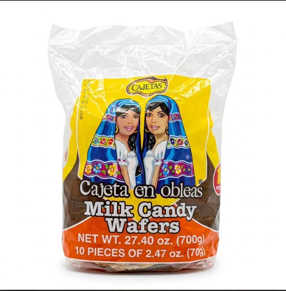 Cabada Oblea grande con cajeta paquete de 10 piezas grandes dulce tradicional mexicano.