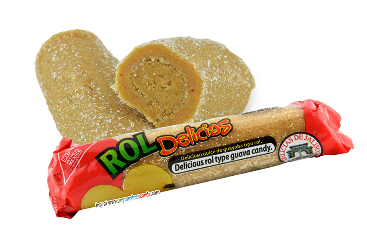 Delicias Rollo de Guayaba is a really tasty and popular mexican candy. It is made of Guava fruit, sugar, honey and quince making it a delicious Guava candy roll.