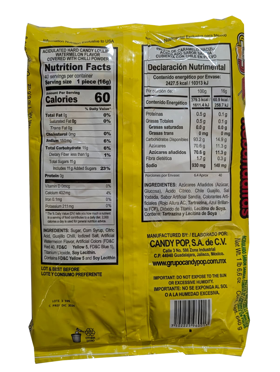 Rebanaditas "Con Chile" Spicy Watermelon lollipop - Bag of 40 pieces