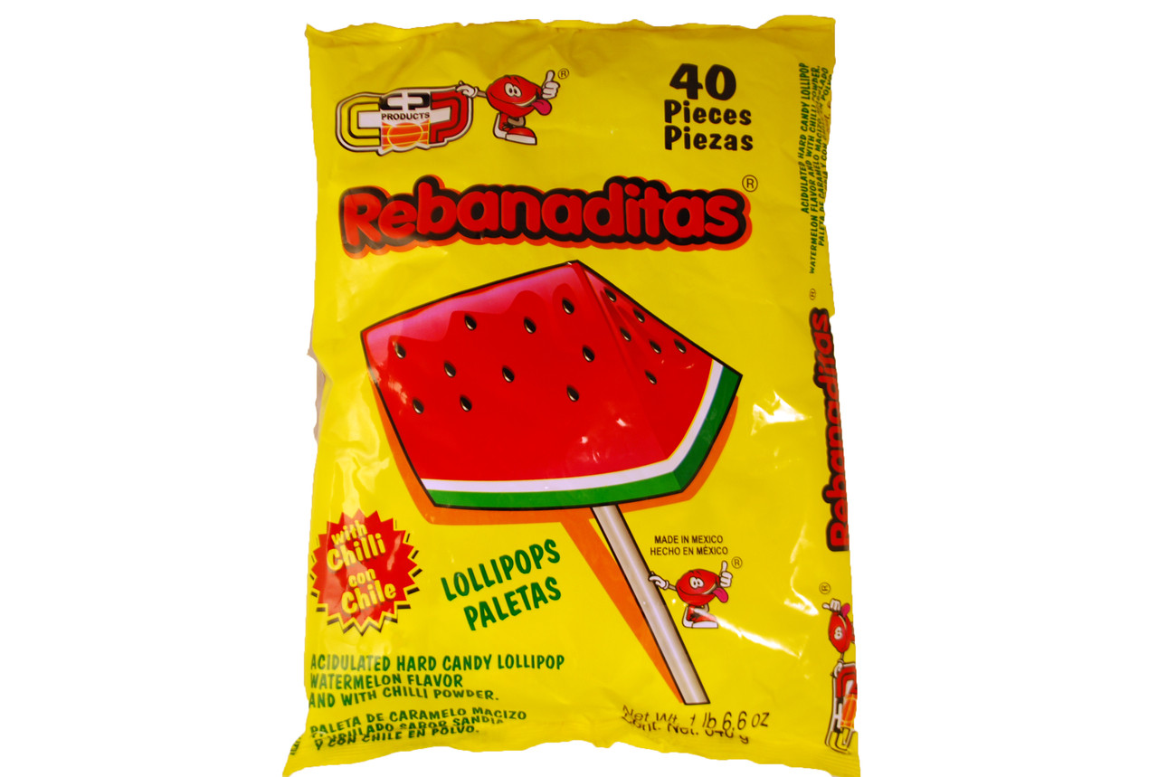 The spicy sweetness coming out of the lollipop makes it a delicacy for your mouth thanks to the exquisite combination of refreshing Tamarind and salted Chili that creates the perfect blend of Mexican flavor! Vero’s Rebanaditas lollipops paletas come in a 40-piece pack.