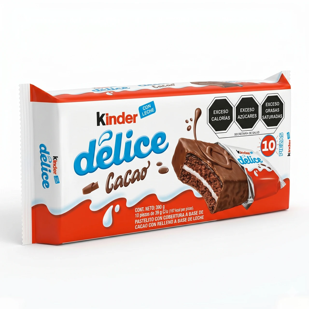 Kinder Delice Chocolate pastry with milk cream filling 10-Pieces Pack
