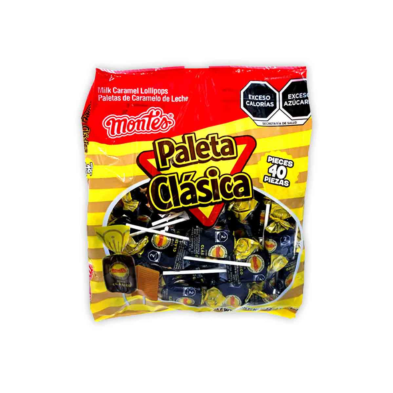 Forty delicious individual pieces of soft caramel candies flavored with sweet essences and milk candy from the popular mexican brand Montes.