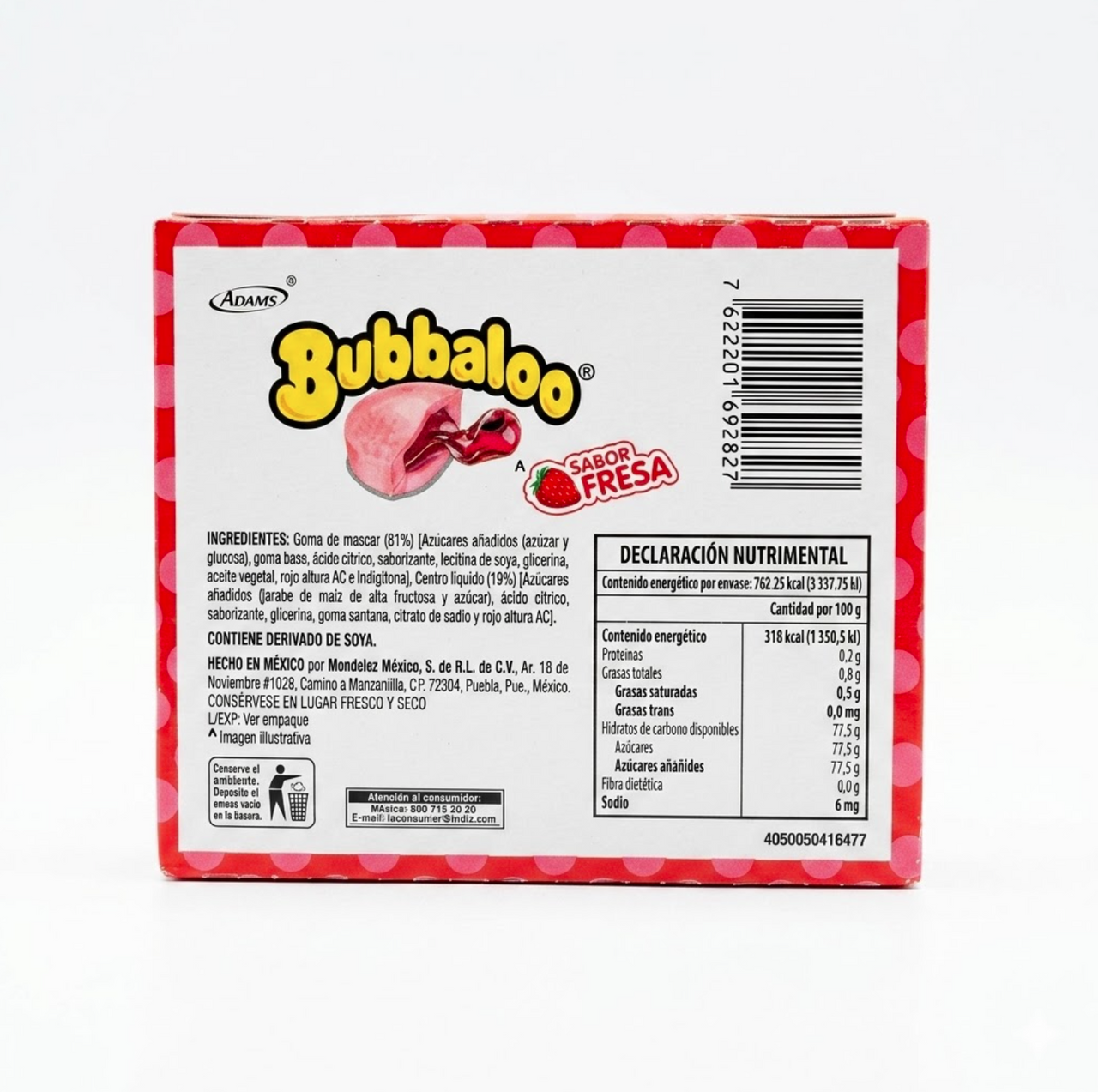 Adams Bubbaloo Fresa 47-Pieces Pack