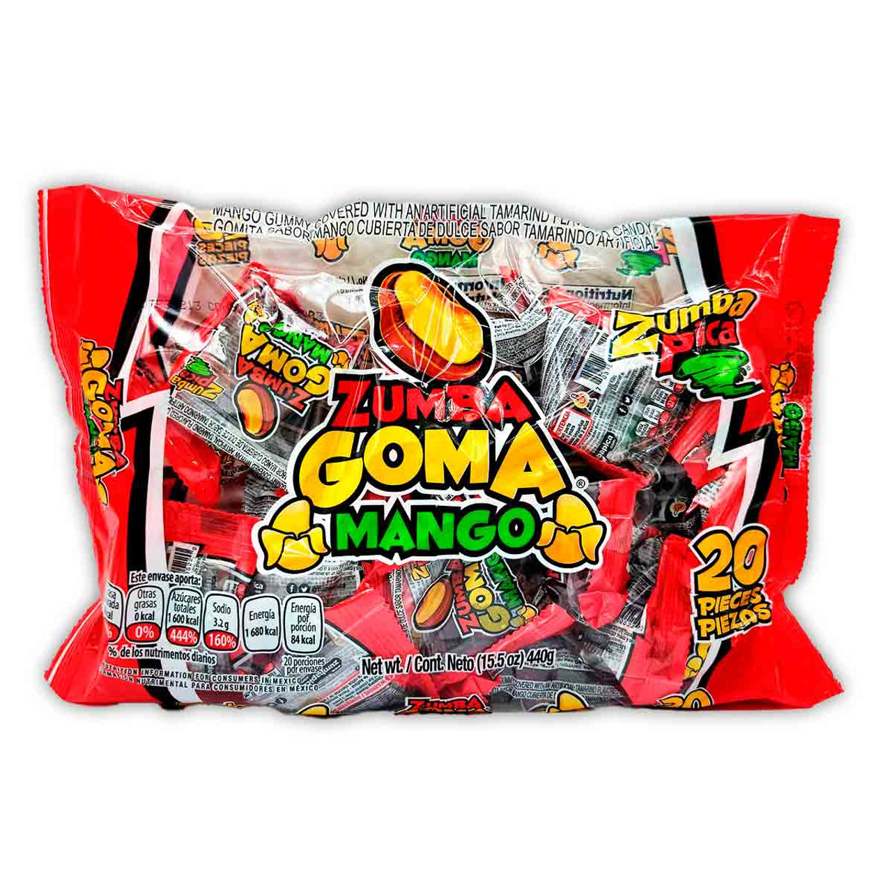 Zumba Pica Goma Mango 20 Pieces Pack