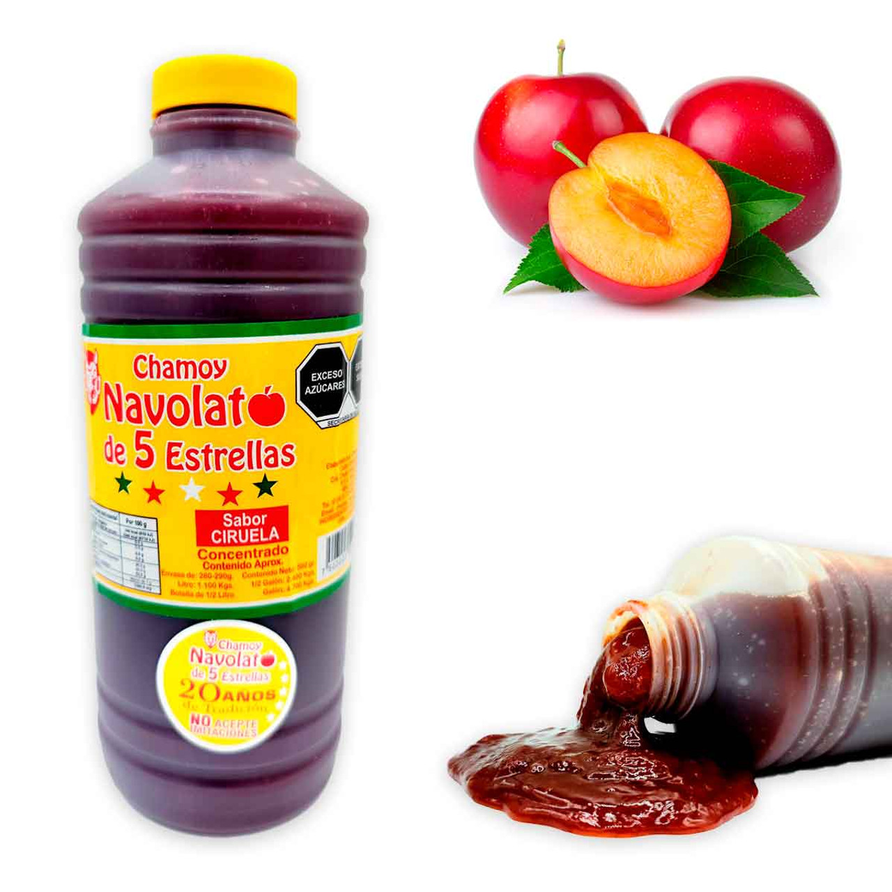 The "Chamoy" by the mexican brand "Navolato" is a delicious sauce with chamoy and plum flavors as well as a light touch of spiciness that is well mixed with the gooey consistecy.