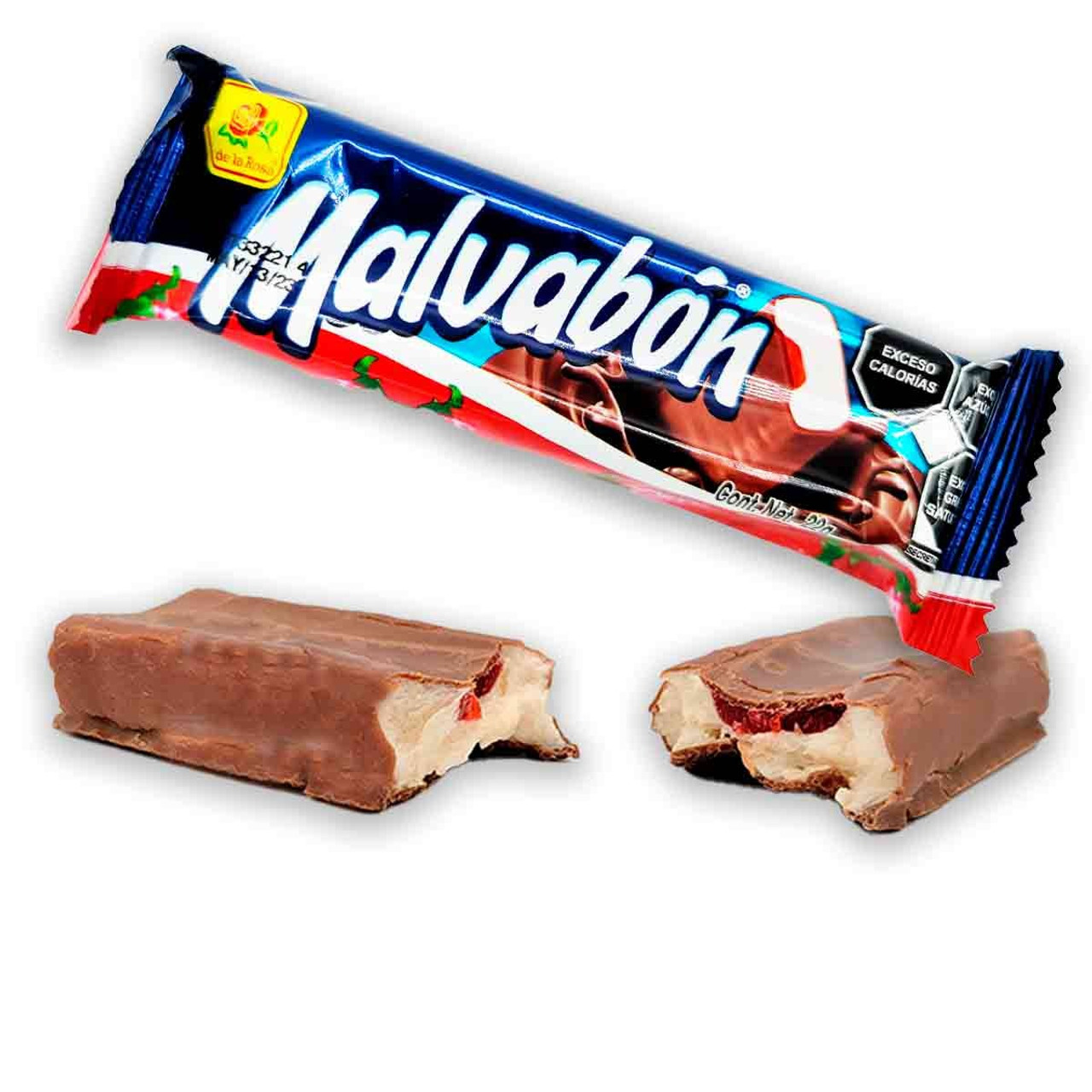 Tasty spongy marshmallow bars covered with a thin layer of sweet dark chocolate and filled with a creamy and fruity strawberry jelly.