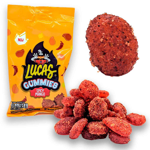 Delicious mango flavored jelly gummies from the well-known brand of candies "Lucas". Delicious mango flavored jelly gummies from the well-known brand of candies "Lucas".