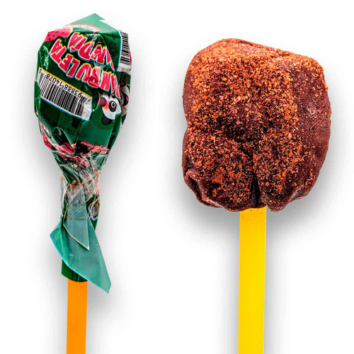 Delicious lollipops of soft caramel flavored with the essence of watermelon and spicy chili. Delicious lollipops of soft caramel flavored with the essence of watermelon and spicy chili.