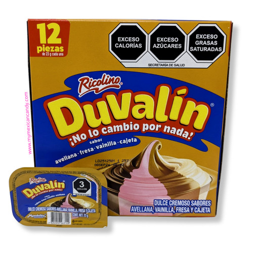 Duvalin 4 sabores 12 pieces - hazelnut, vanilla,strawberry & cajeta