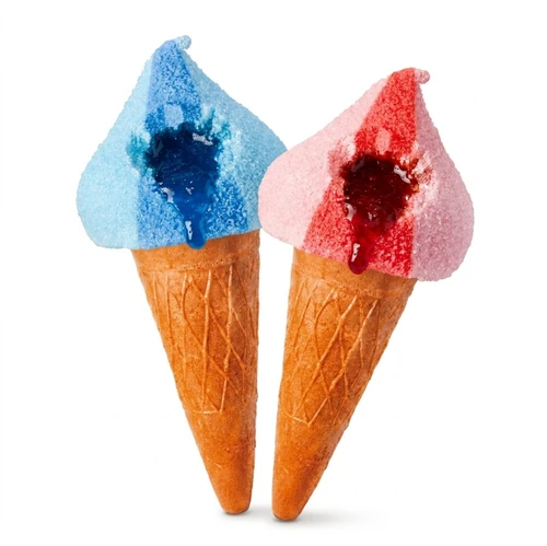 Filled sugar cones blue berry and fruit flavor