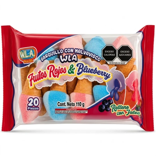 conos rellenos sabor mora azul y frutos rojos