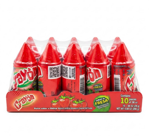 Crayon Fresa - Strawberry push up candy 10-Pieces Pack Count