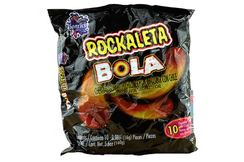 This kinda soft candy is the perfect mixture between sweet fruity flavor and the spicyness of chili. The bag contains 10  chewing gums with chili cover.