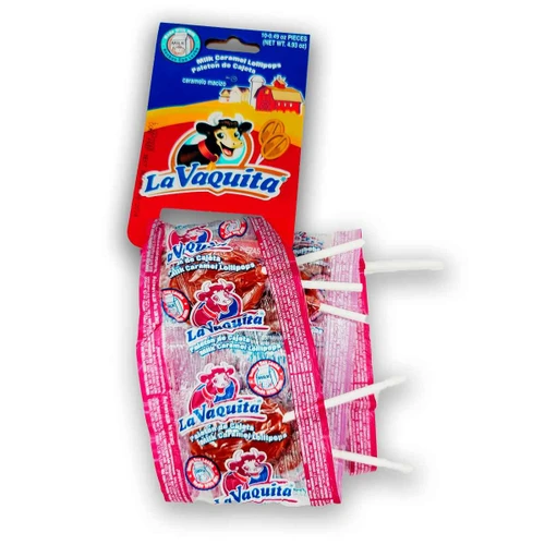 Package with nine pieces of delicious milky lollipops from the brand "Canels" known as "Vaquita"