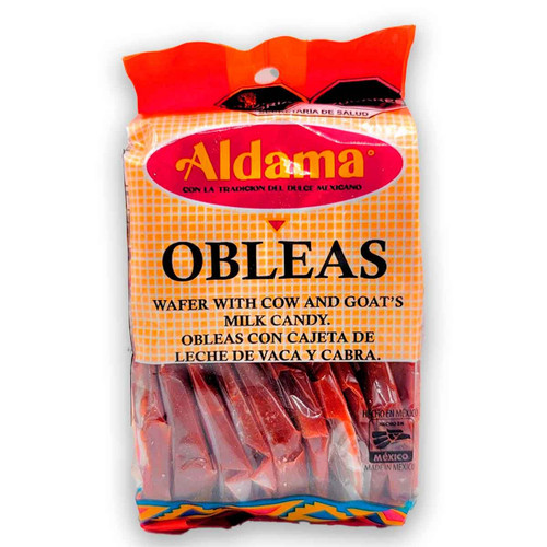 Package with 20 pieces of delicious wafers filled with gooey and cloying mexican cajeta from the well-known brand "Aldama".