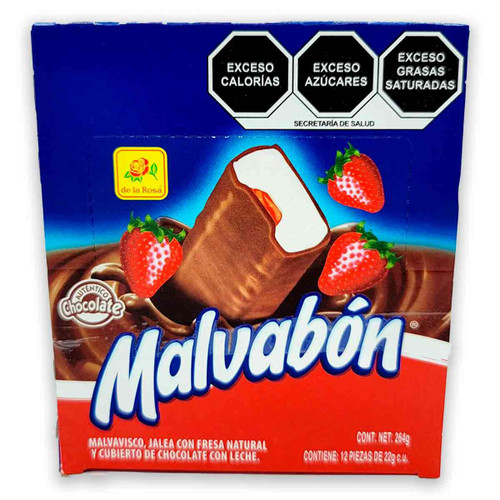 Package with twelve pieces of delicious marshmallow candy bars that contain fruity flavors such as strawberry and fluffy textures that your palate will enjoy.