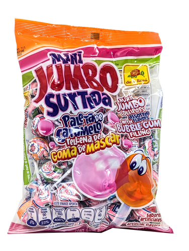 De La Rosa Mini JUMBO surtida Bubblegum lollipop 50pc