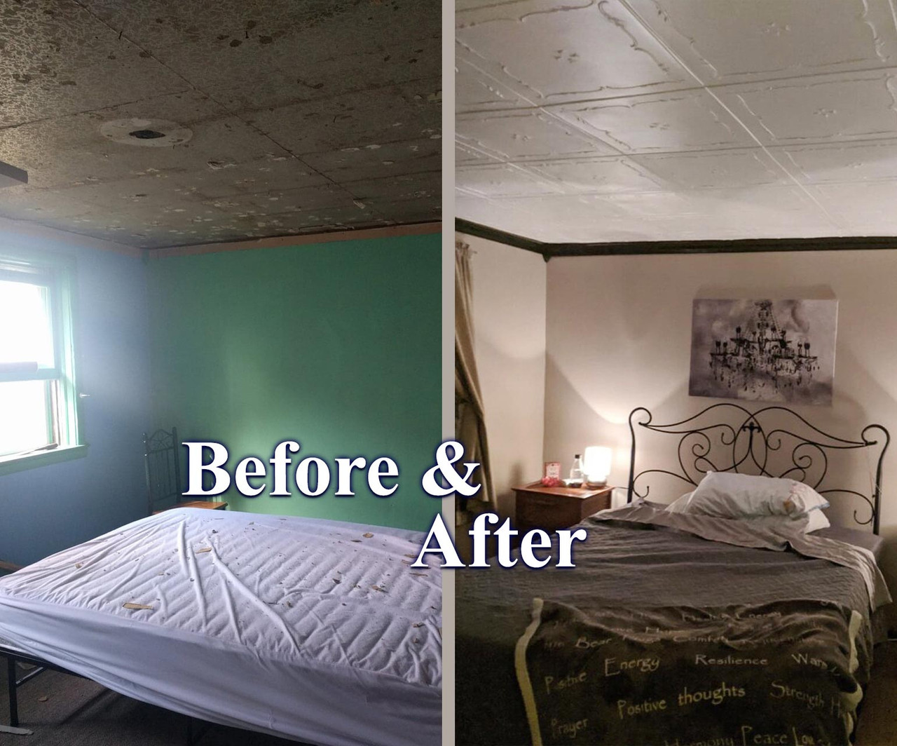 Before And After Styrofoam Ceiling Tiles